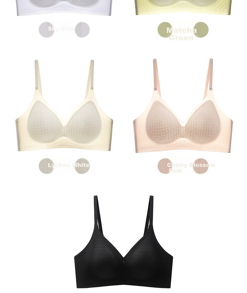 Bingxue Kapok Women's Summer Thin Cool Ice Silk Bra Seamless Back Support Anti-Sagging Small Chest Push-Up Bra 22