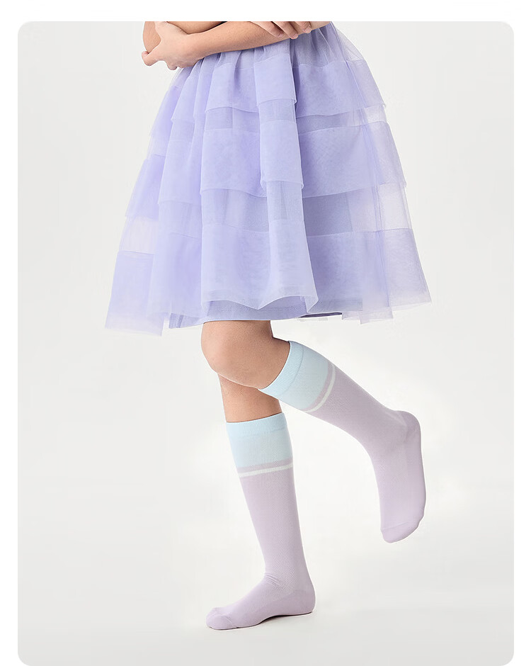 Balabala Kids Socks Summer Mesh Breathable Thin Girls Mid-calf Jacquard Cotton Elastic Soft 3-Pack 24