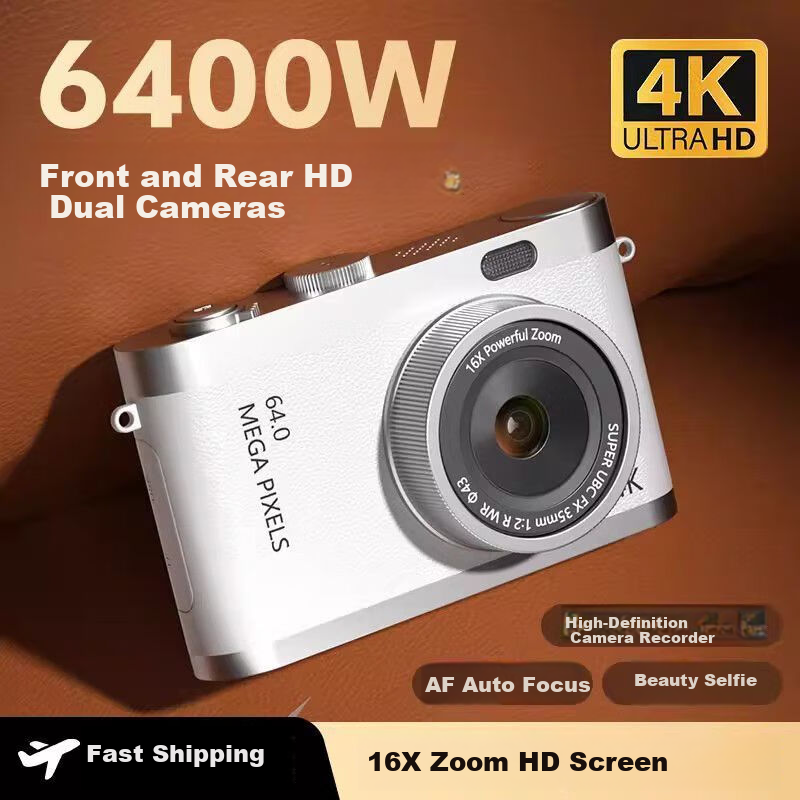 Black Cat Diary DK17 Digital Camera CCD Student Retro Campus Mini Camera Handheld Vlog Entry-Level Shooting Y03 Kids Card Instant Photo Toy Gift White