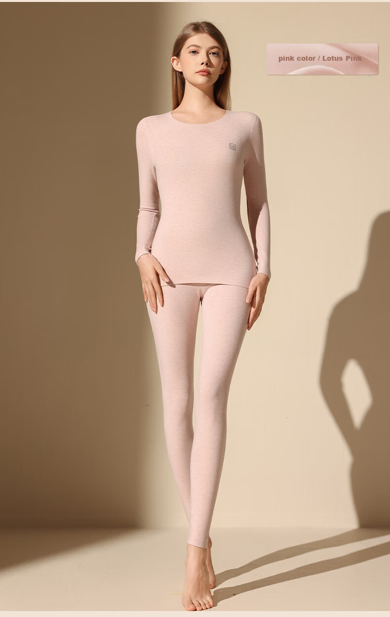 MiiOW 【Goose Down Silk】2025 New Warm Underwear Women's Half High Collar Cashmere Thermal Thickened Autumn Clothes Autumn Pants Set 17