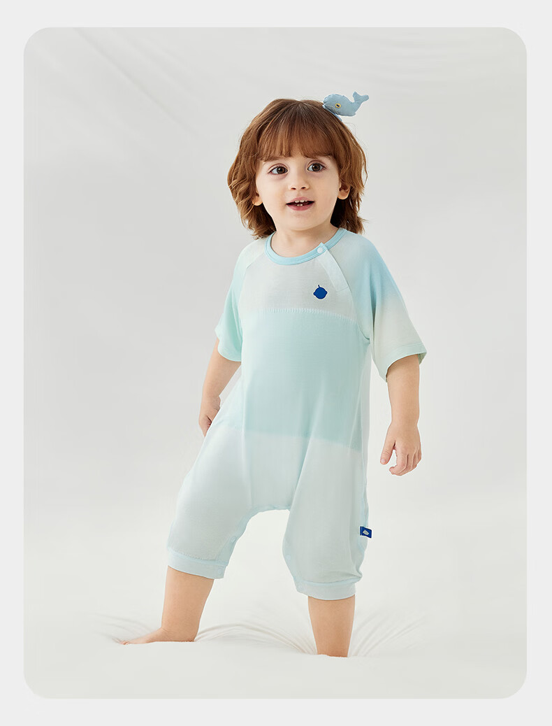 Babycare Newborn Spring Summer Soft Milk Skin Belly Protection Sleeping Bag Legged Sleeping Bag 5-Sleeve Mint Bubble Size 100 (95-105cm) 25