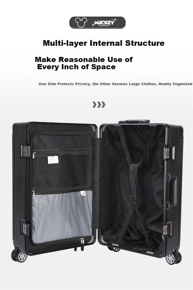 Mesuca Kuromi Luggage, Women's Printed Suitcase, 24-Inch Student Trolley Case, Aluminum Frame Travel Suitcase, Large Capacity Leather Trunk 24
