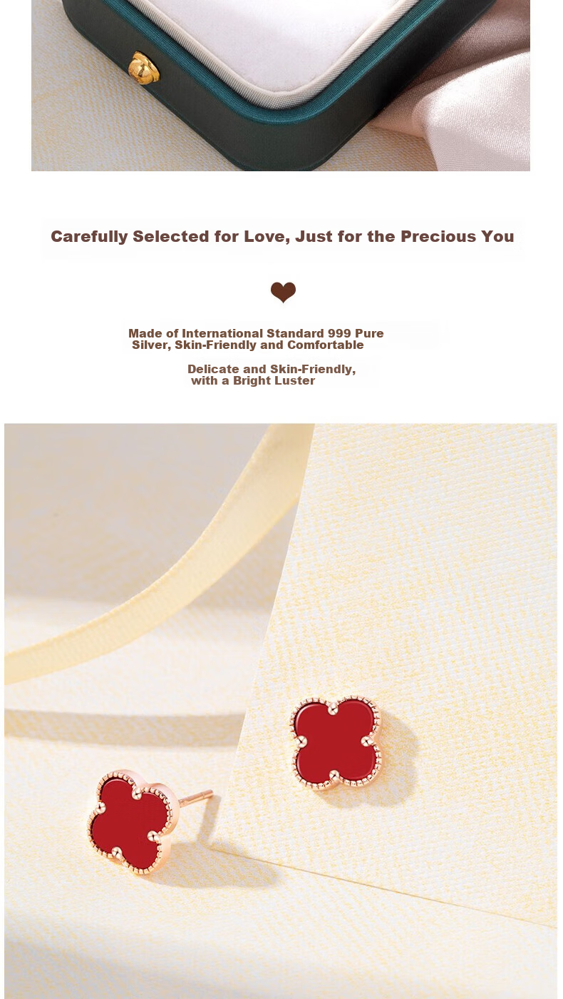 MANHE S999 Sterling Silver Four-Leaf Clover Stud Earrings for Women, 2026 New Style Birthday Gift for Girlfriend 4