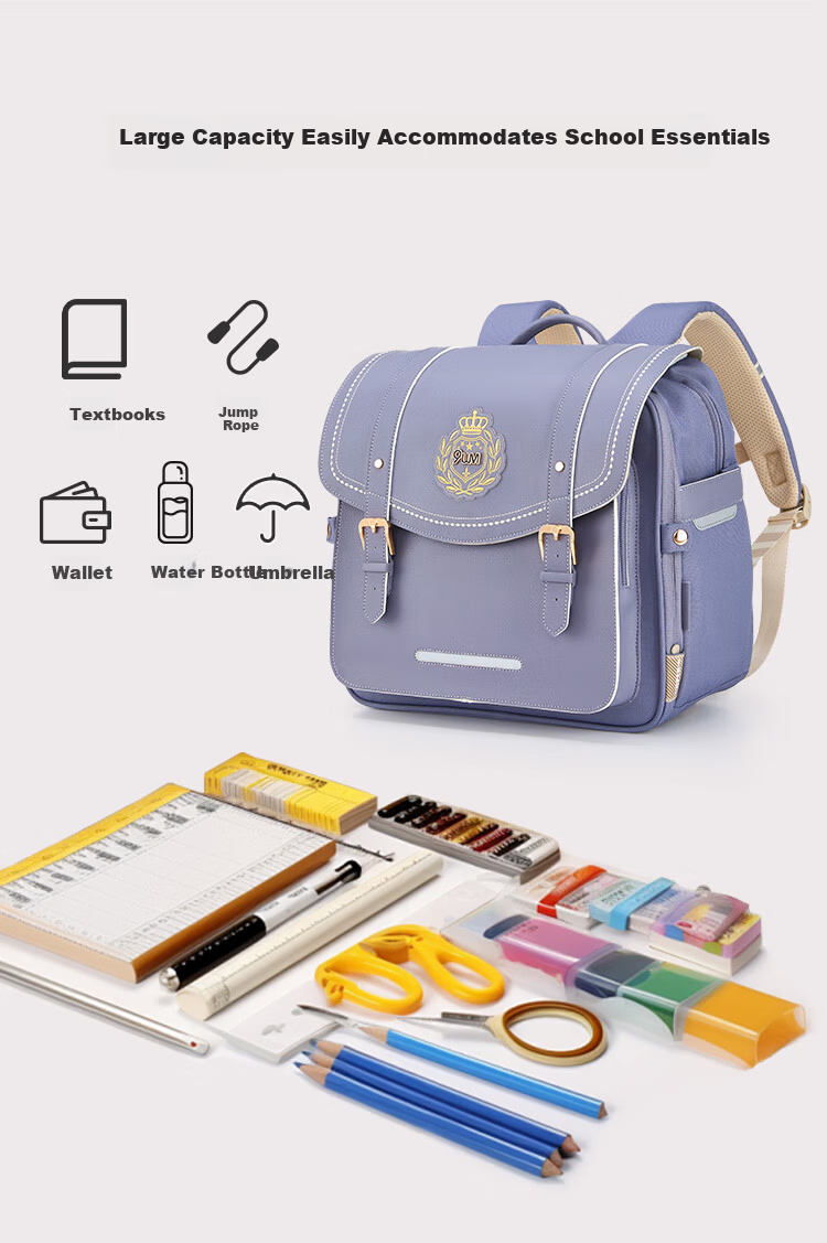 9UM School Backpack for Elementary Students Grades 1-3-6 Boys Girls Lightweight Air Cushion Children's Cambridge Bag Black Gold 18L 13