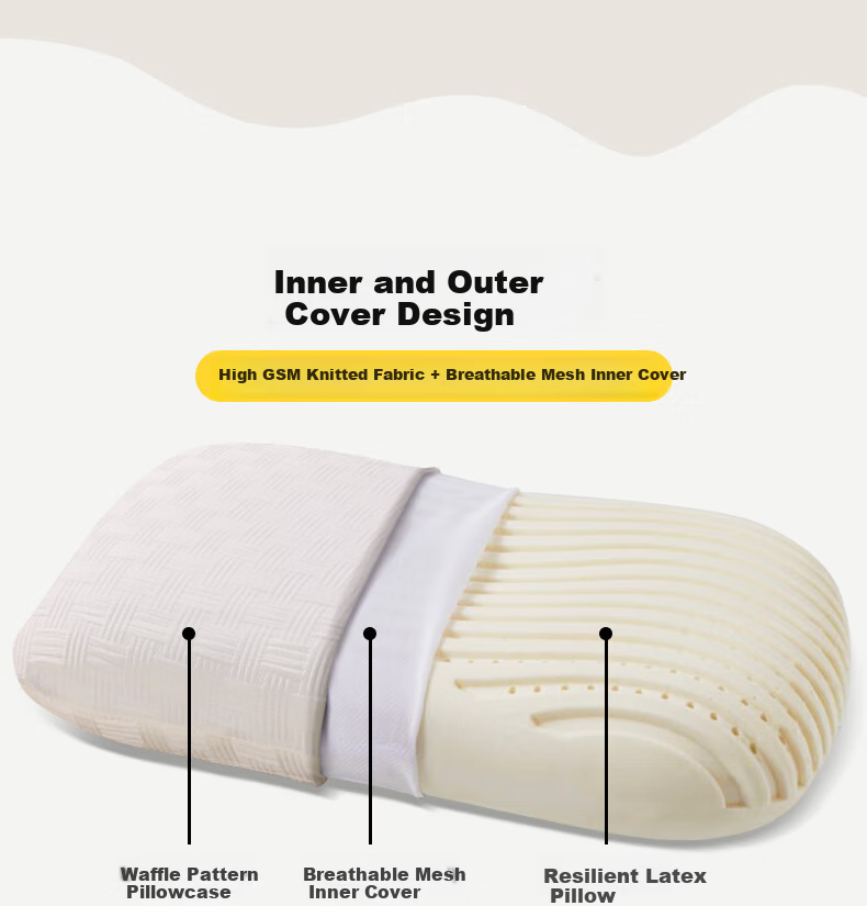 Yuzhaolin Latex Pillow 93% Natural Latex High Pillow Adult Neck Support Extra Thick Non-Collapsing Pillow Core with Pillowcase 11