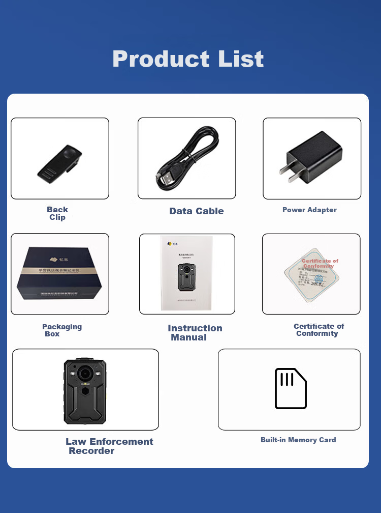 Yizhi Law Enforcement Body Camera 96-Hour Battery Life HD Infrared Night Vision Chest-Mounted Evidence Recorder 128GB 12