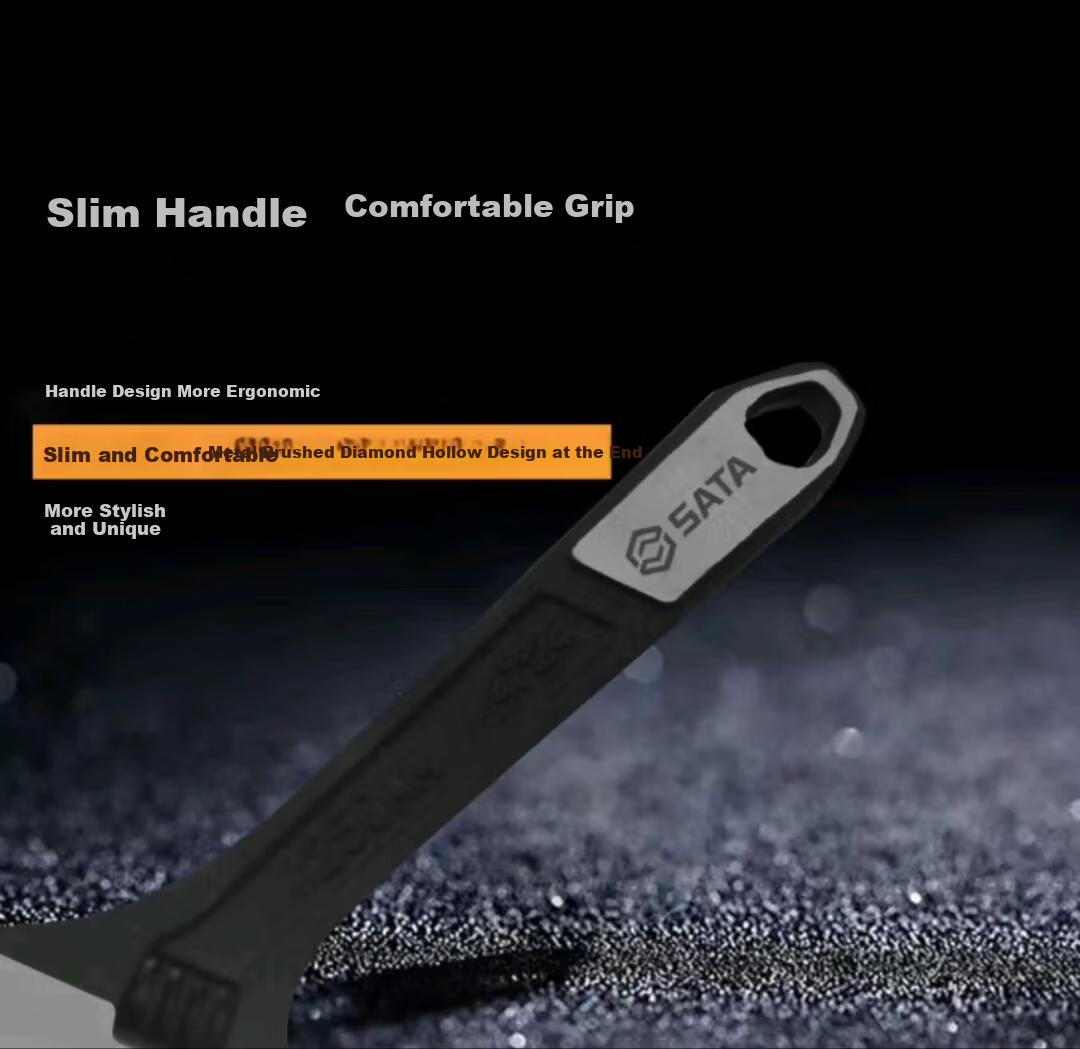 SATA Adjustable Wrench Industrial Grade Chrome Vanadium Steel Large Opening 6" 47122 9