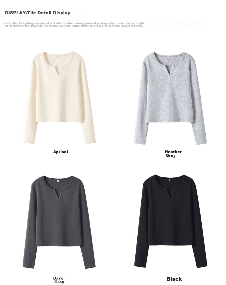 TonLion Women's Long Sleeve Cotton High Elasticity Solid Color Slim Fit V-Neck T-Shirt Autumn Winter New Design Top 10