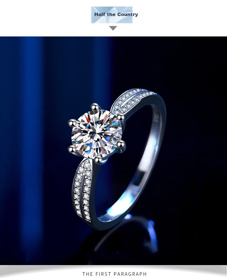 Zhoudajin CHOW TAI KING, One Carat Moissanite Diamond Ring, Sterling Silver Engagement Ring for Women, Qixi Valentine's Day Gift for Girlfriend Or Wife, Birthday Present 19