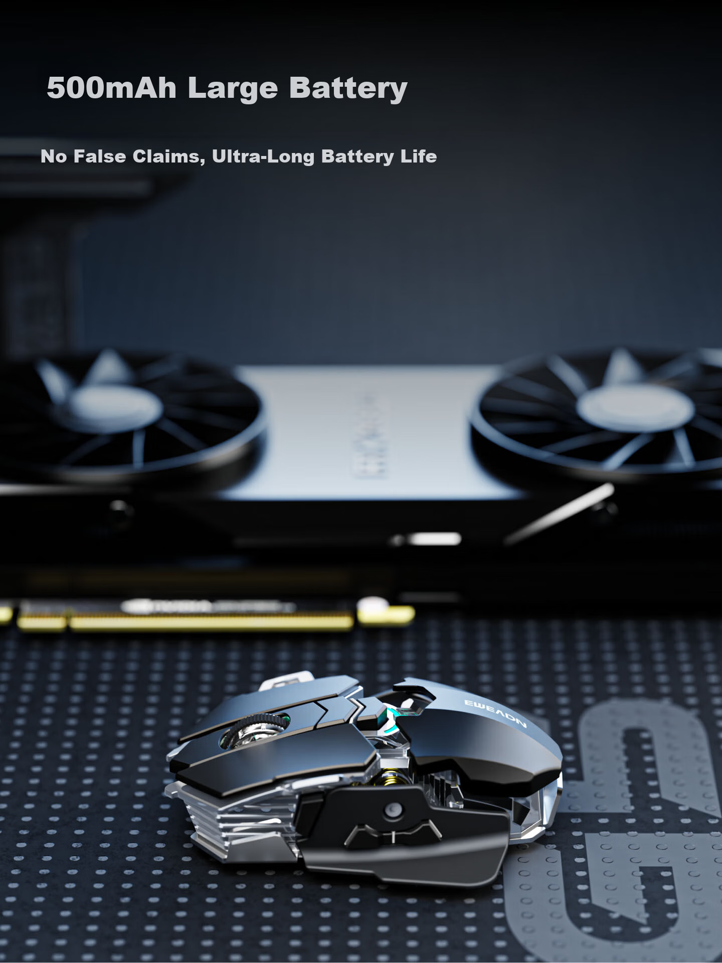 EWEADN G5 Tri-Mode Wired Wireless Bluetooth Gaming Mouse Macro Programmable Portable PAW3311 1K Report Rate Desktop Computer Large Hand Special 9