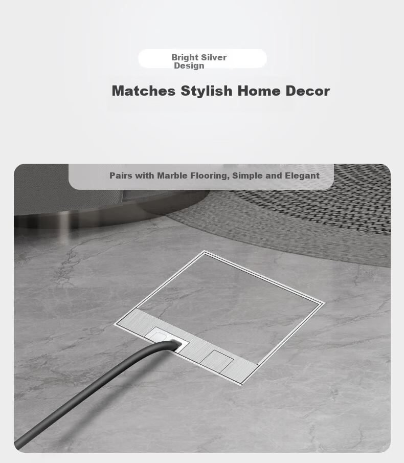DELIXI Embedded Hidden Floor Socket for Marble Tile and Solid Wood Flooring, Flush Invisible Design, Five-Hole + Network Port 5