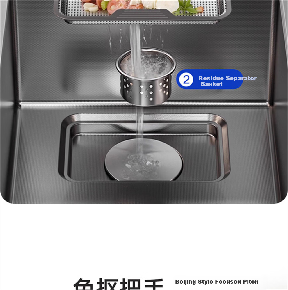 HIGOLD Kitchen Sink HM Series Large Single Bowl 304 Stainless Steel Integrated Vegetable Washing Basin 6