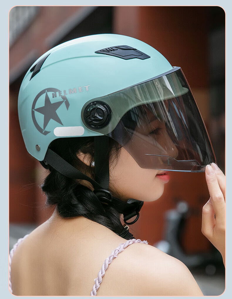 Adandyish Motorcycle Helmet 3C Certified New National Standard A Electric Bike Helmet Unisex Summer Sun Protection Safety Cap Four Seasons Lightweight Half Helmet 805 Matte Black 27