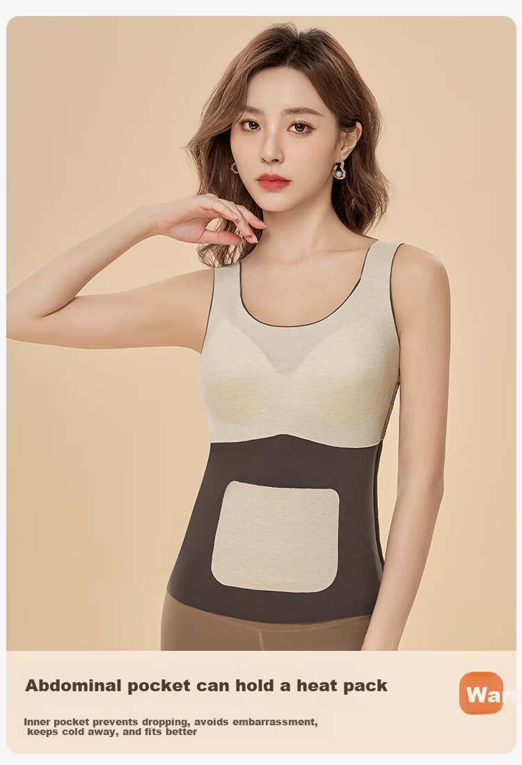 Ordifen Women's Thermal Vest with Integrated Bra Pad, Anti-Sagging, Fleece-Lined, Slim Fit Seamless Innerwear for Autumn and Winter, 2XL 5
