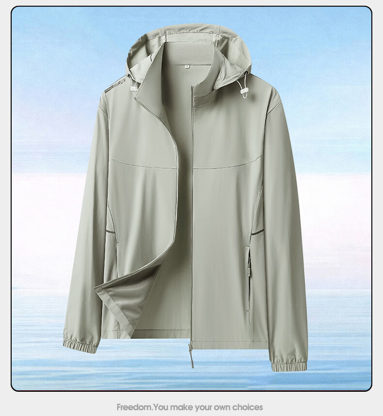 ROMON Men's Summer Thin Ice Silk Quick-Dry Sun Protection Jacket Outdoor Breathable Skin Jacket 9968 Smoke Gray 2XL 22