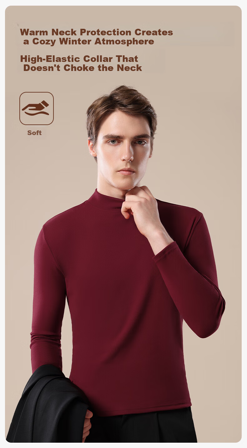 SNOWFLYING Men's Half Turtleneck Thermal Underwear Autumn Base Layer Fleece Thickened Long Sleeve T-Shirt 8