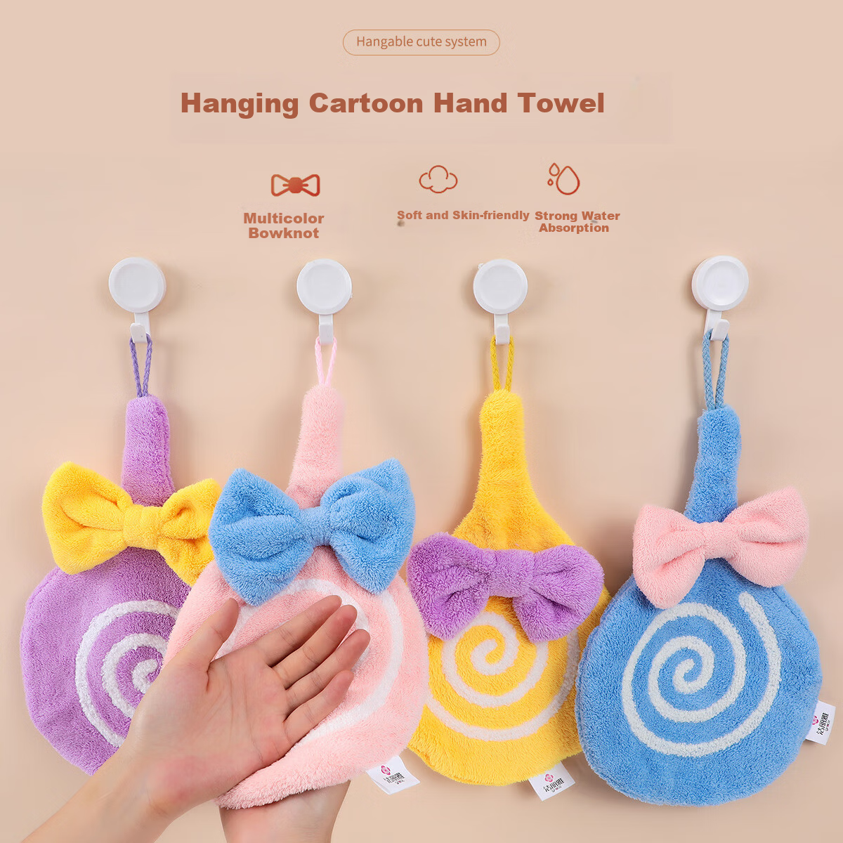 Grace Hanging Colorful Lollipop Hand Towels Multipurpose Small Towels for Bathroom Kitchen 4-Pack Sports