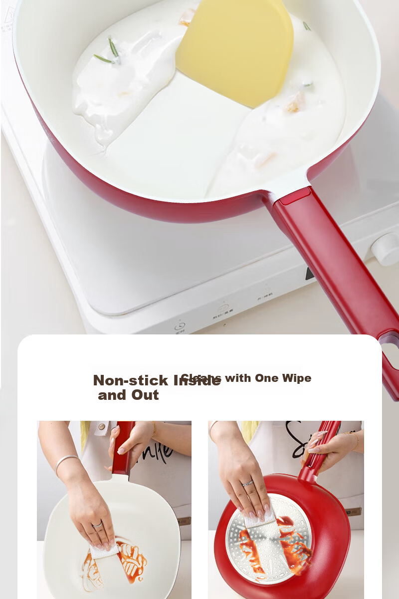 Maybale JD Exclusive Nie Yuan Titanium Ceramic Non-Stick Small Square Frying Pan Lightweight High-Value Goose Yellow 24cm 8