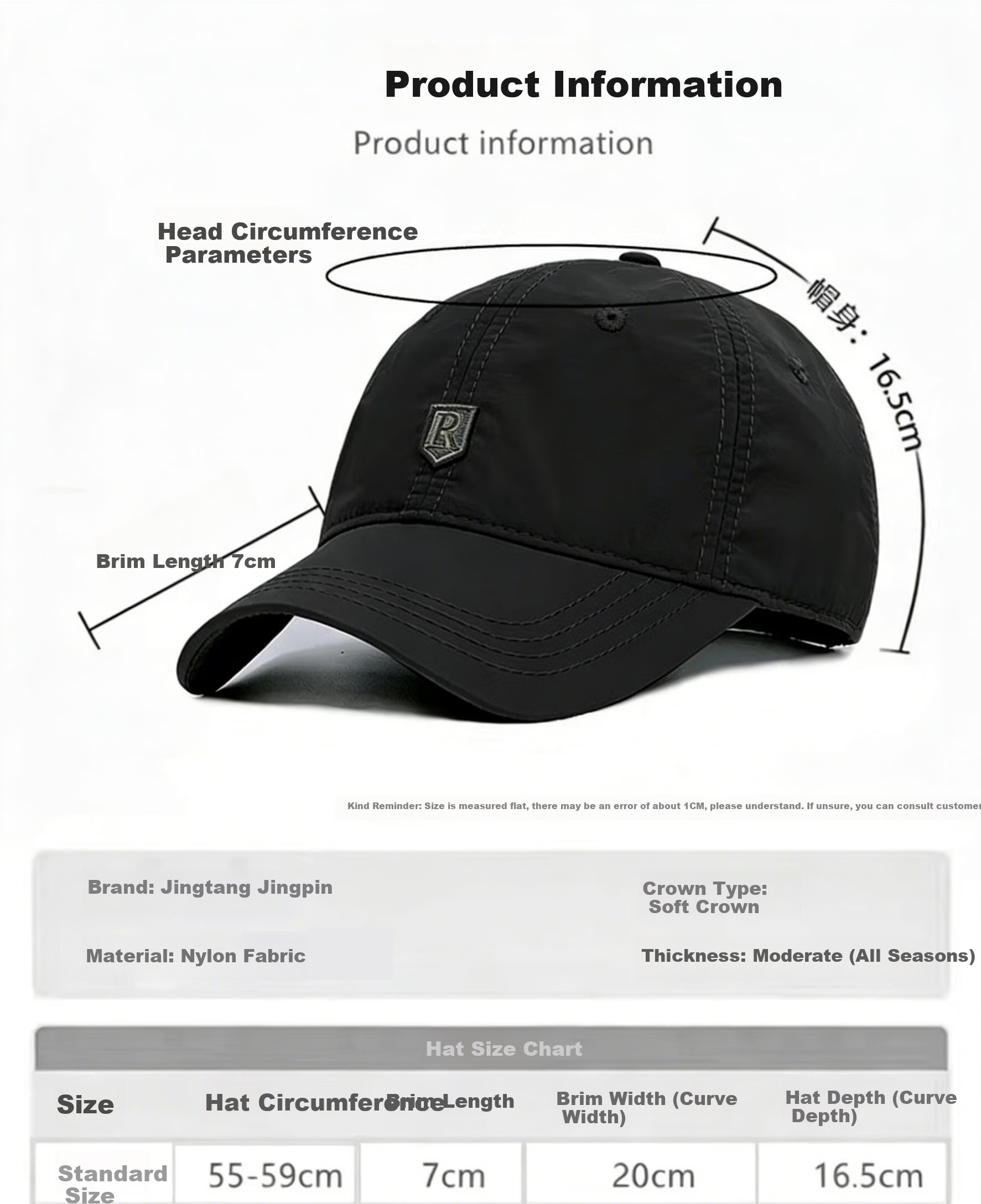 Jingtang Jingpin Men's Spring Summer Outdoor Quick-Dry Mountaineering Baseball Cap Windproof Running Sun Protection Casual Autumn Hat 2