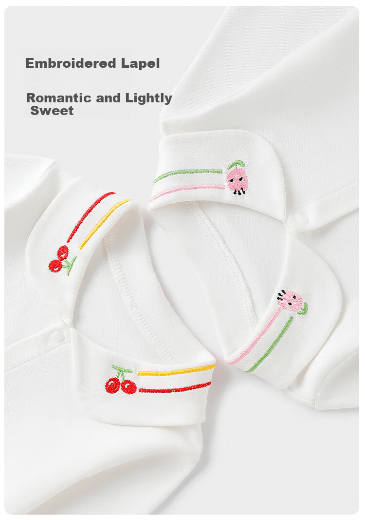 Yishuang'er Baby Girls' Base Shirt Spring Autumn T-Shirt Polo Collar White Cherry Top Size 73 4