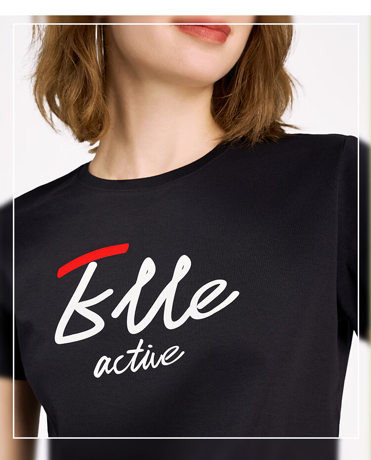 ELLE ACTIVE Fashion Versatile Antibacterial Short Sleeve T-Shirt Women Slim Fit High Cotton Content Summer New Round Neck Top Navy Blue XL 2