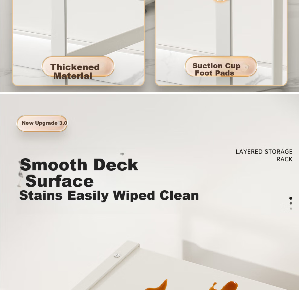 Jiabaili Adjustable Kitchen Storage Rack Countertop Cabinet Shelf Layered Rack Spice Organizer Pot Rack Desktop Small Shelf 19