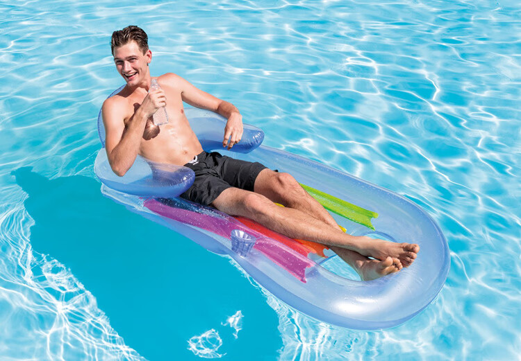 INTEX Inflatable Armrest Backrest Raft, Leisure Surfing Raft, Children's Toy, Blue Or Silver Randomly Sent, 58802N 7