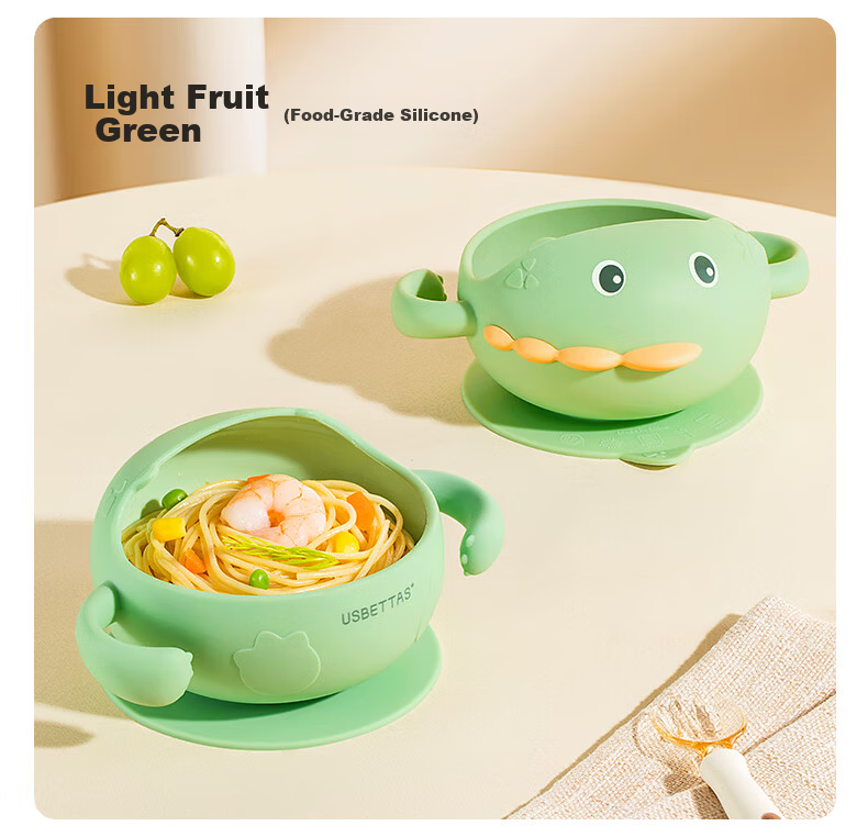 Betis Baby Feeding Bowl Infant Food Tool Children's Tableware Stainless Steel Silicone Suction Bowl Cheese White 29
