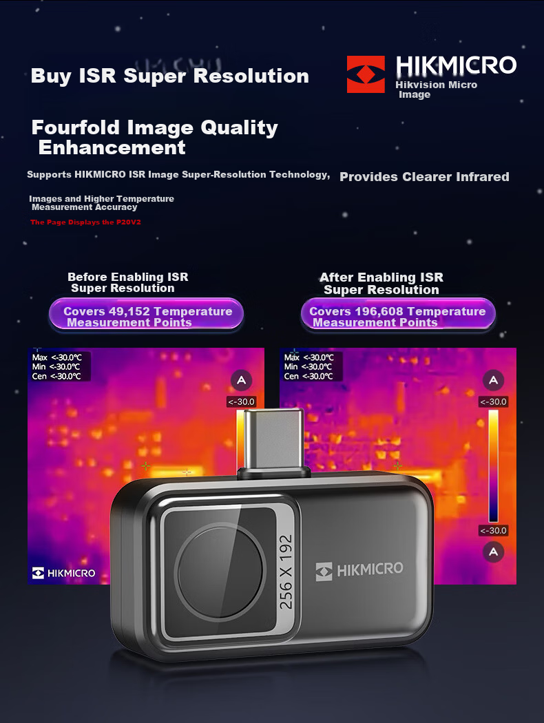 HIKMICRO Thermal Imager Mobile Infrared Thermal Camera HD Night Vision Temperature Measurement Inspection Leak Detection P20 V2 5