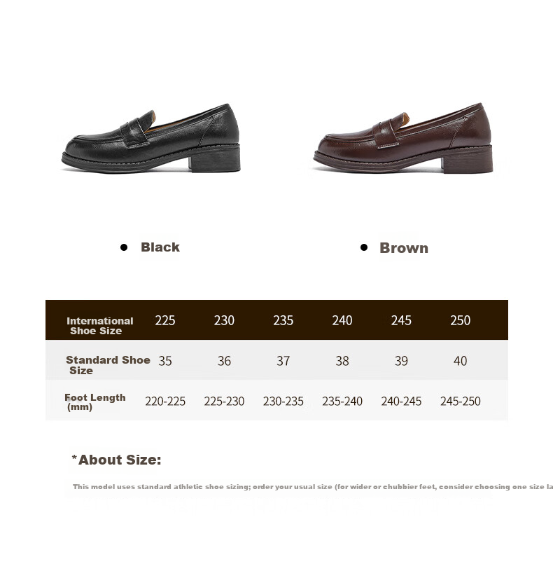 DAPHNE British Style Black Leather Shoes for Women, 2026 New Summer Thick Mid-Heel Loafers, Commuter Work Slip-On Flats 5