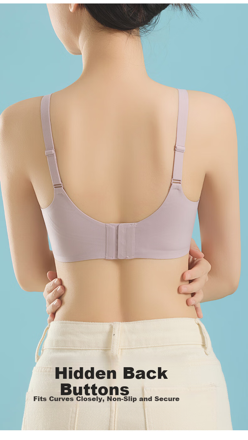 GRACEWELL Seamless Wireless Bra for Women Large Cup Minimizing Lift Push-Up Anti-Sagging Thin Pink Foundation Bra 2