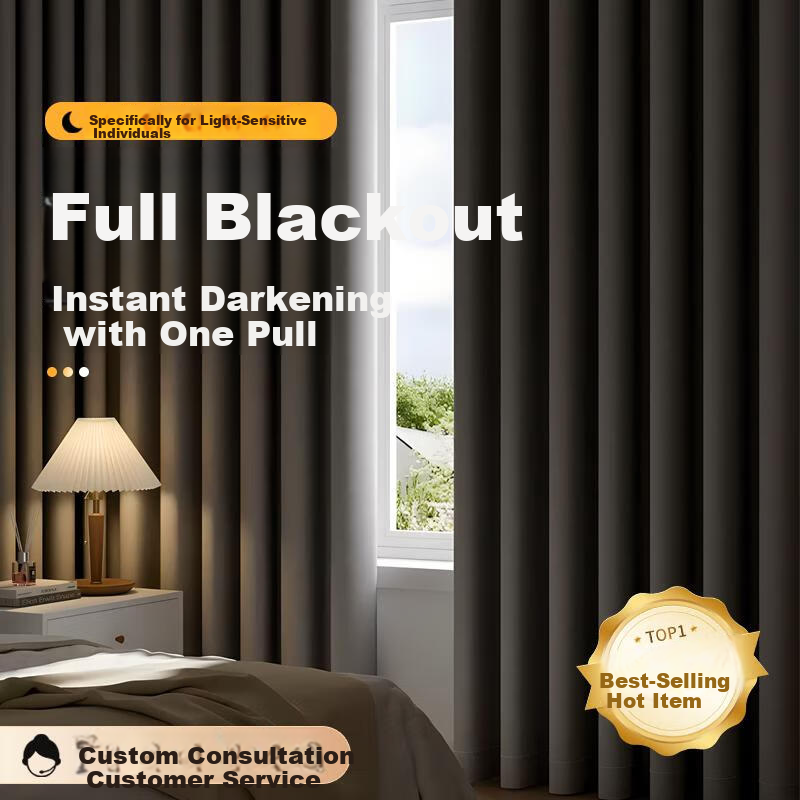 Ali Curtain Home Blackout Hook-on No-drill Blackout Curtain Living Room Balcony Sunshade Fabric 2.0*2.7m