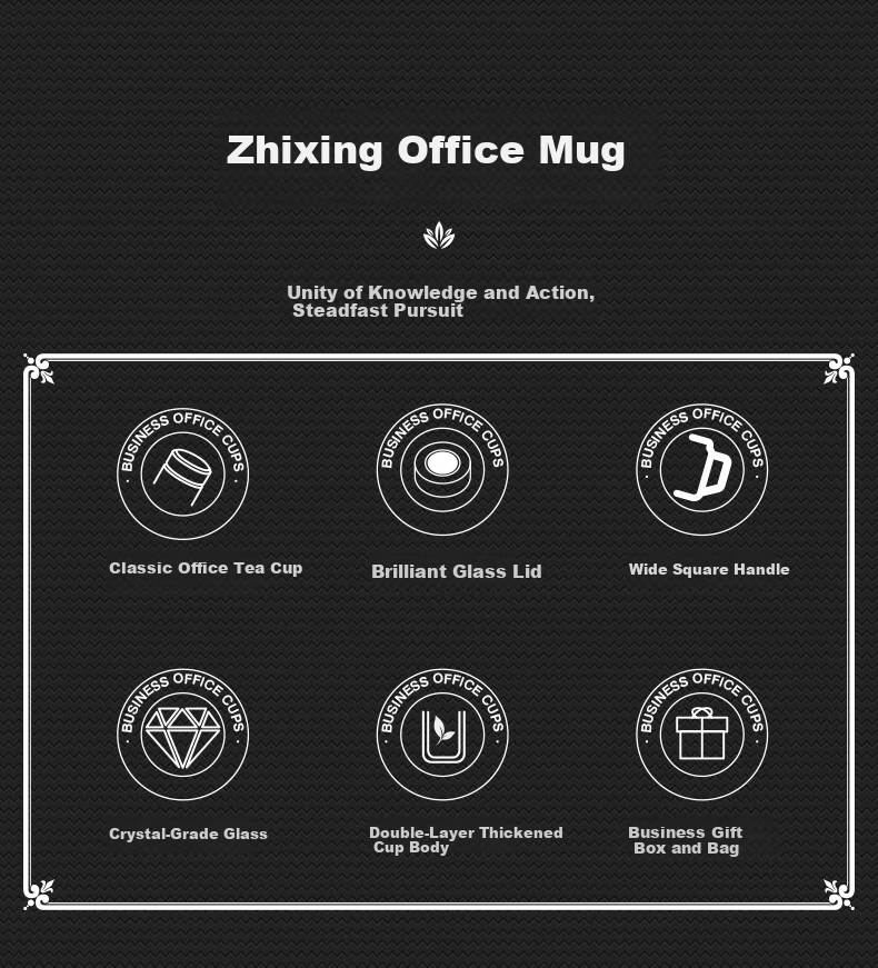 GEYA Mingyuan Office Double-Layer Glass Cup Men's Glass Water Cup with Handle Custom Glass Tea Cup 4