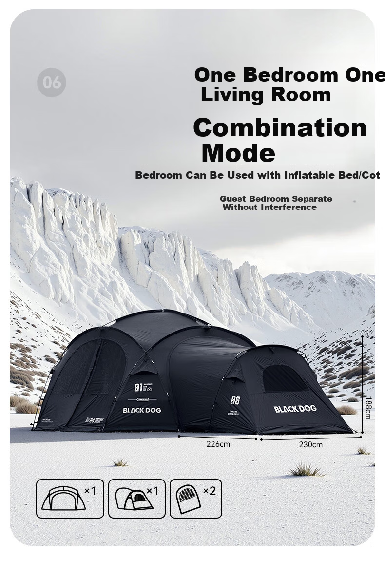 Black Dog Outdoor Large Dome Tent, Quick Assembly Sunshade Spherical Canopy, Gers, Pavilion, Expandable Dome Body 9