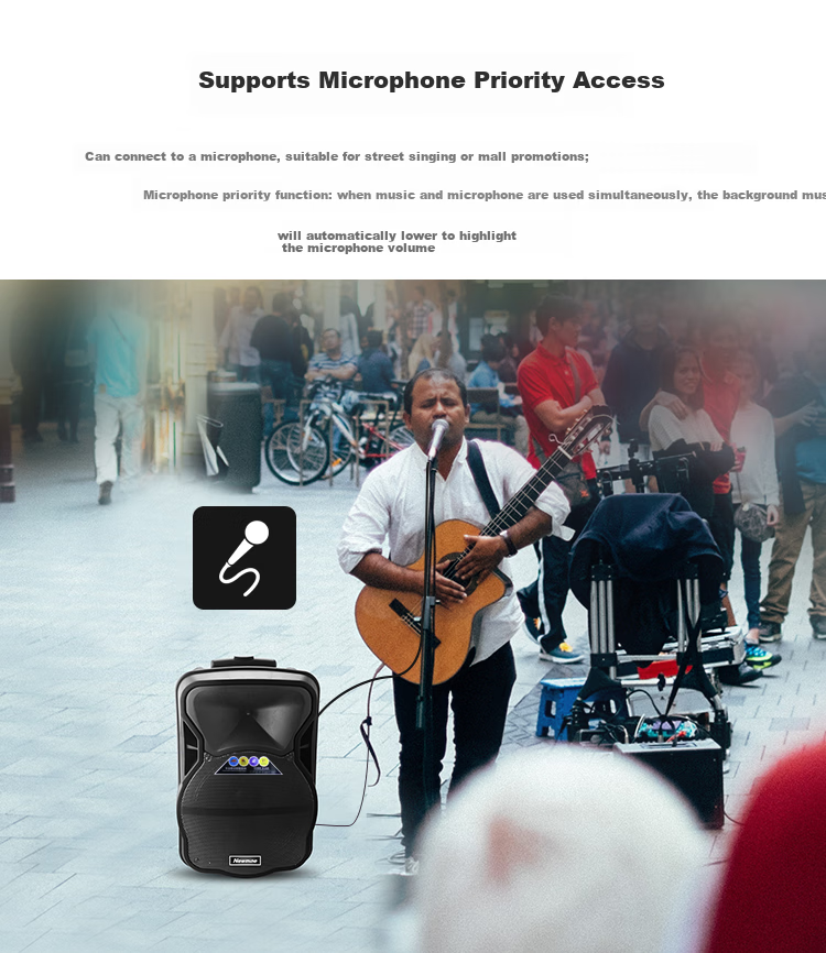 Newmine N539, 15-Inch Square Dance Bluetooth Speaker, High-Power Outdoor Portable Trolley, Home Karaoke, Large Volume Wireless Speaker, Long Battery Life, Dual Microphones, 29 Speakers 6