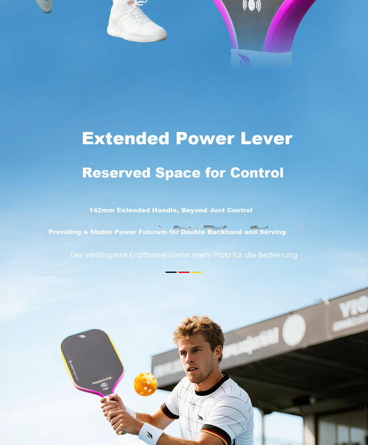 HiJump (Germany) Pickleball Paddle Tournament-Grade Long Handle Textured Matte Carbon Fiber T700 USAPA Certified 11