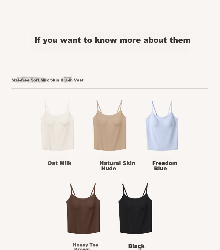 Ubras Yu Shuxin Same Style Small Milk Skin Sizeless Bra for Women with Chest Pads, Camisole Tank Top, Early Autumn Inner Wear Base Layer 24