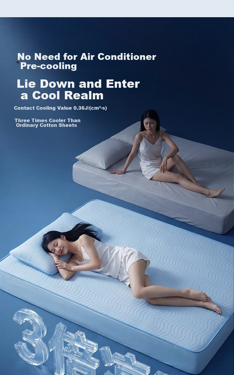 MLILY Fitted Sheet Baby-Friendly A-Class Ice Silk Cooling Full Coverage Mattress Protector 1.5m x 2m 3