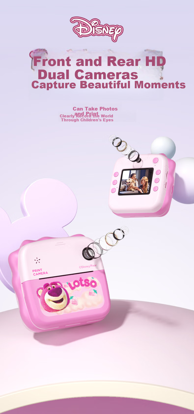 Disney Instant Print Color Photo Camera with Dual Lenses for Children, Students, Boys And Girls, Toy Mid-Autumn Festival Gift 3