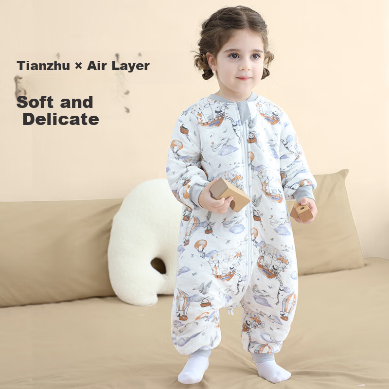 Nanjiren Baby Sleeping Bag Spring Summer Bamboo Air Cotton Kids Anti-Kick Quilt Pajamas Baby Air-Conditioned Split-Leg Sleeping Bag Size 90