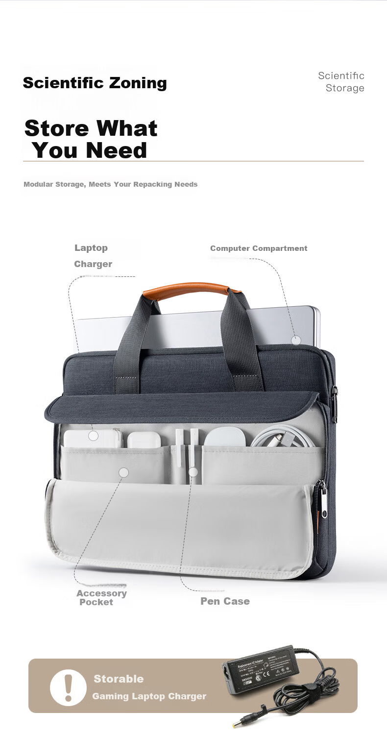 Inateck Laptop Bag Handheld Notebook Shoulder Bag for Apple Huawei Lenovo Xiaoxin Hand Carry - Gray 13.3 Inch 11