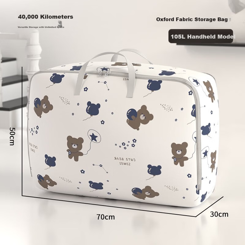 40,000KM Thickened Oxford Cloth Quilt Storage Bag Large Capacity Clothes Storage Pack Moving Bag Luggage Bag 105L
