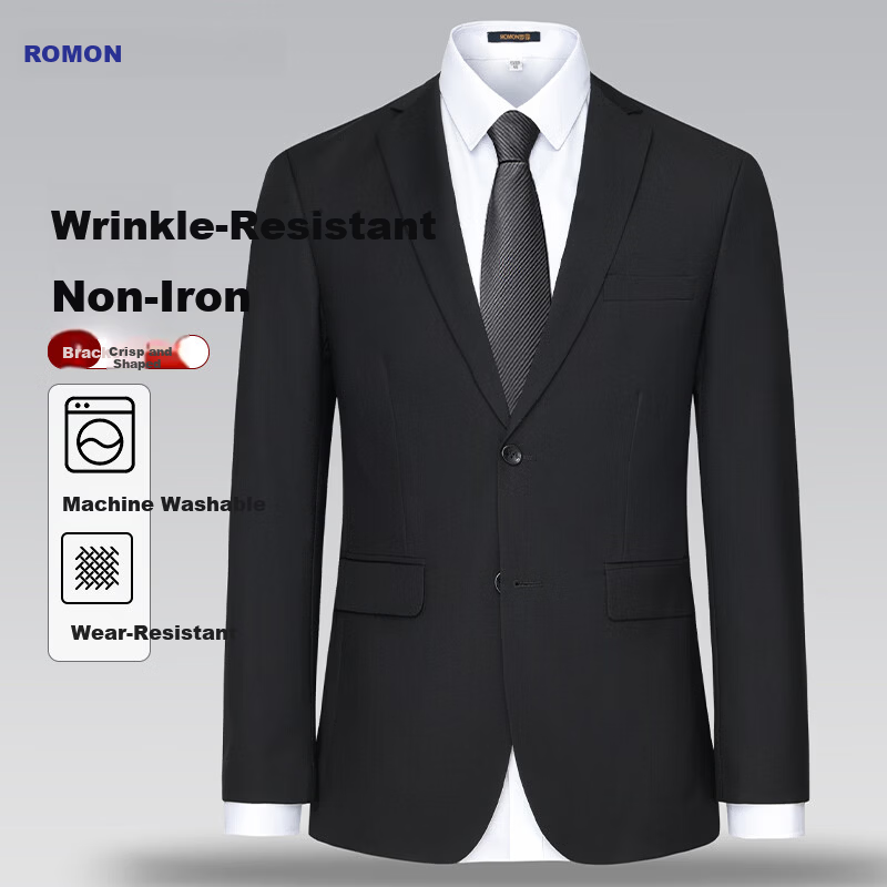 Romon Men's Business Stretch Workwear Casual Single-Breasted Suit Jacket Blazer Formal Professional Wedding Coat