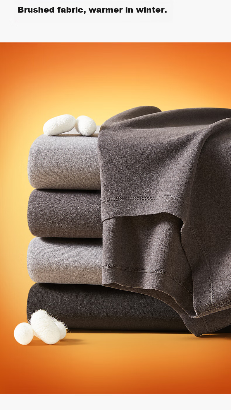 Youkeshu Men's Thermal Underwear 10A Antibacterial Cationic Double-Sided Brushed Autumn Winter Crew Neck 10A Antibacterial Fleece Thickened Set 7
