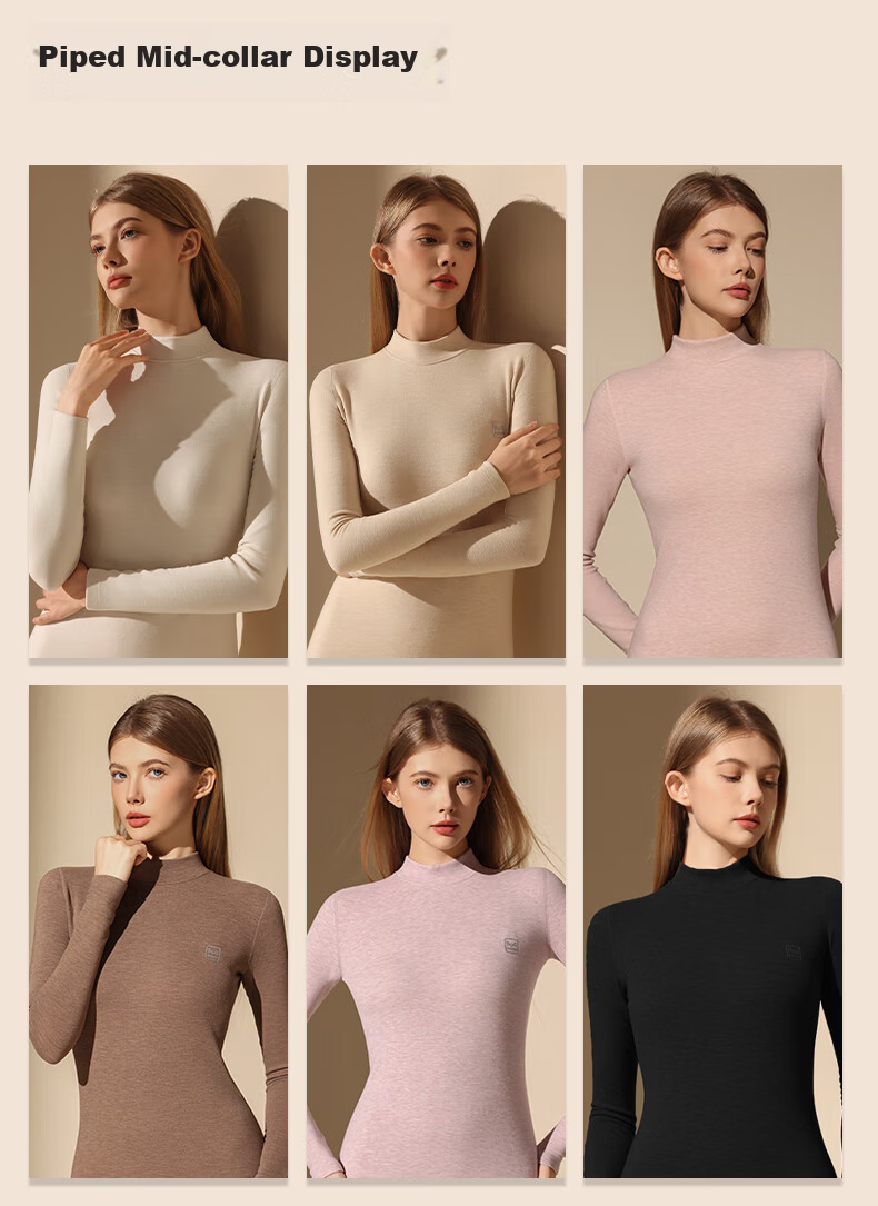 MiiOW 【Goose Down Silk】2025 New Warm Underwear Women's Half High Collar Cashmere Thermal Thickened Autumn Clothes Autumn Pants Set 15