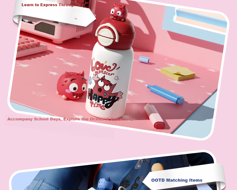 Fuguang Children's Student Insulated Bottle 316L Straw Cup Large Capacity Water Bottle for Boys and Girls 580ml 26