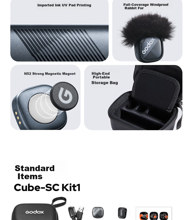 Godox Cube Wireless Lavalier Microphone, Outdoor Interview Vlog Live Streaming Recording Noise Reduction Sound Card, Mini Button Microphone [One-To Type-C Version] 23