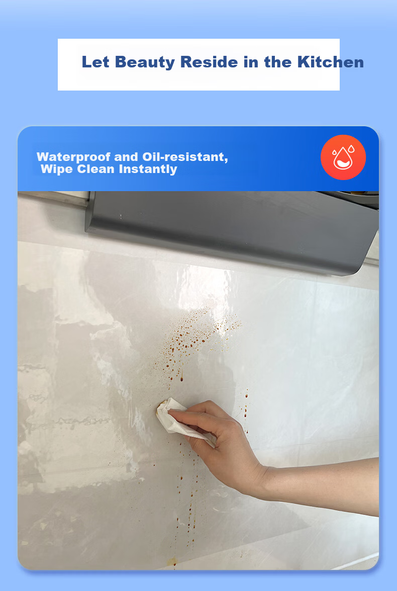 Xinuo Kitchen Oil-Proof Waterproof High-Temperature Resistant Transparent Tile Wall Sticker Protective Film for Range Hood Countertop Static Cling 5