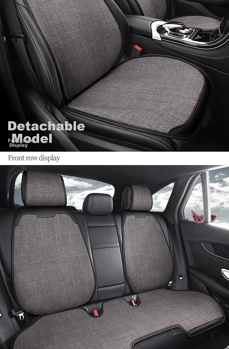 Jiabalan Car Seat Cushion Linen Semi-Enclosed Four-Season Universal Ventilated Breathable Comfortable Seat Cover Cushion 25