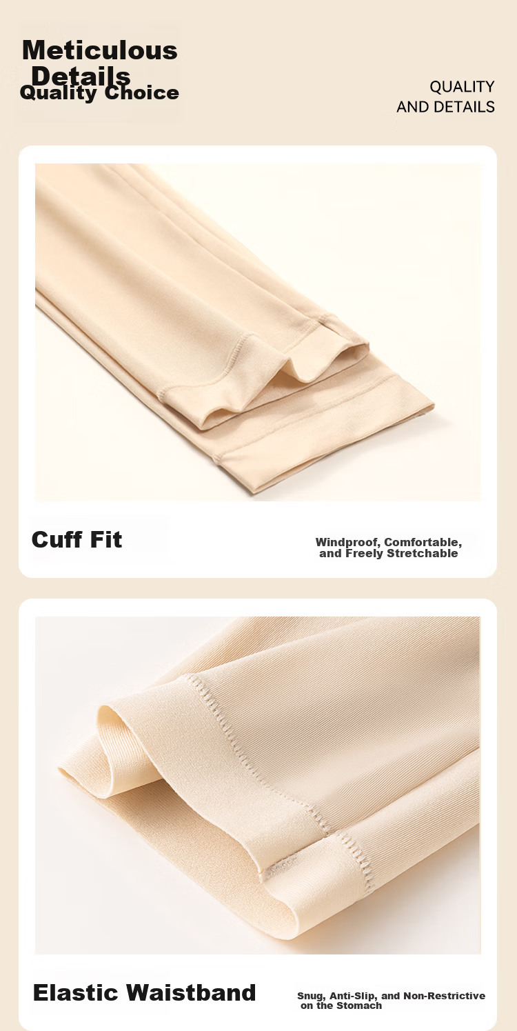 GUJIN Invisible Skin-Friendly Slim Anti-Static Thermal Underwear Set for Women Thin Base Layer Autumn Top and Bottom 18